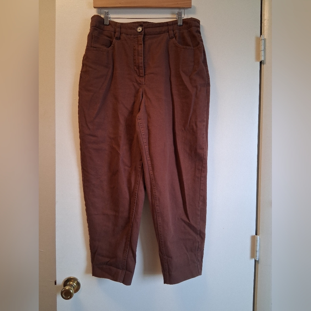 FRANK AND OAK Brown Barrel Leg Pants Size 12